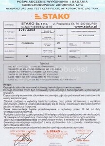 Paszport zbiornika LPG Paszport zbiornika LPG